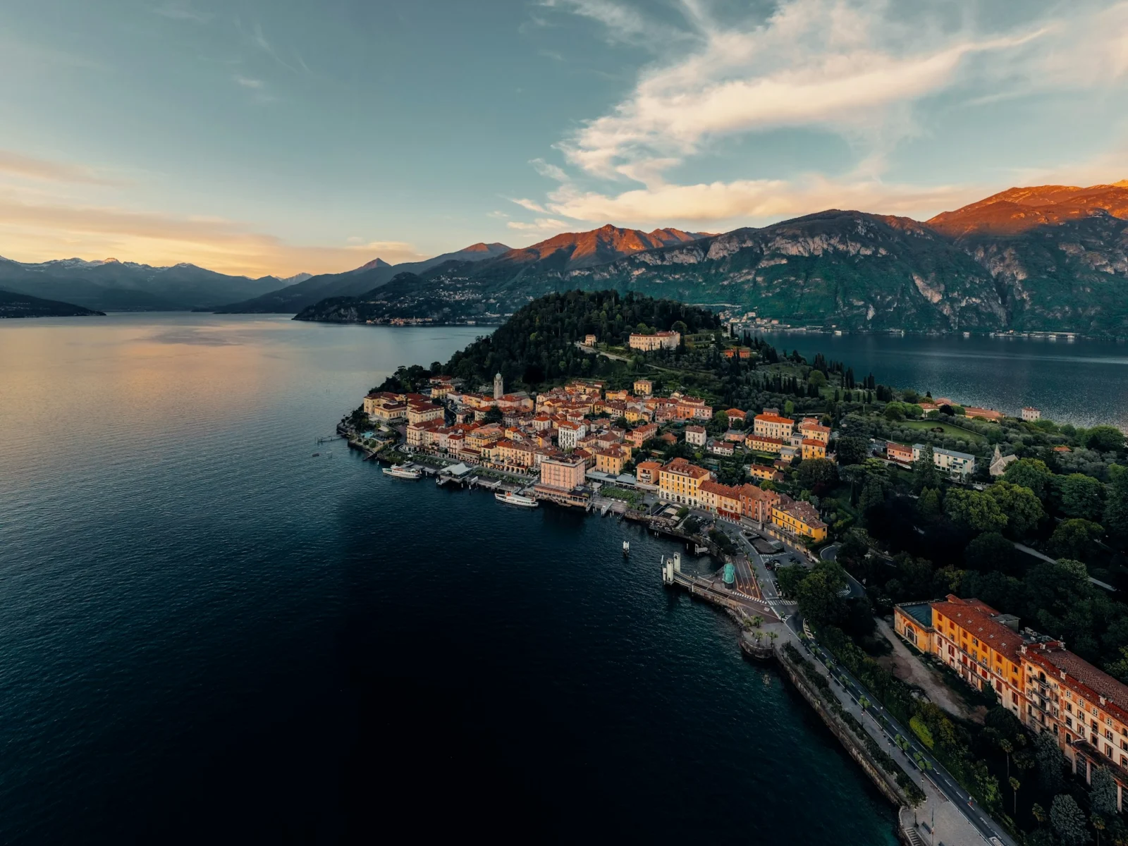 Lake Como at dusk from above