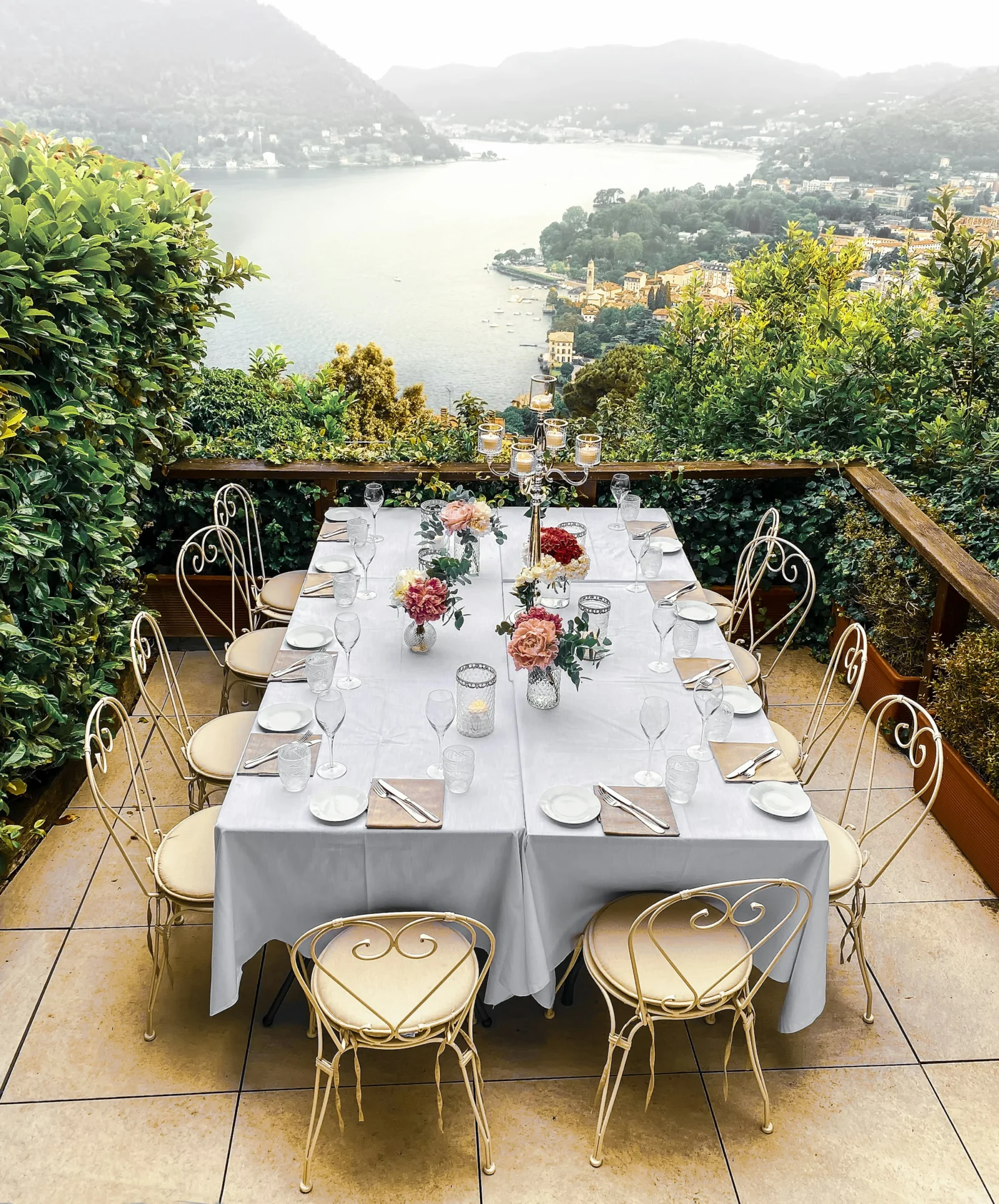 Event table set by Lake Como