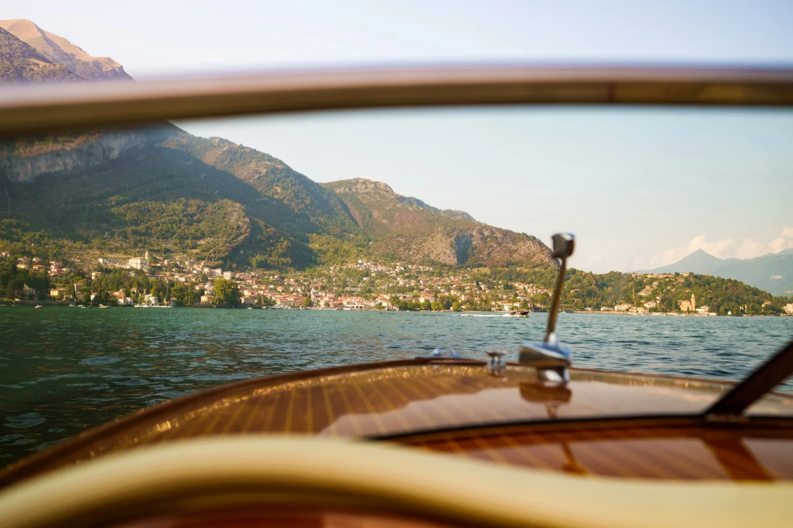 Bow of a classic Riva on Lake Como