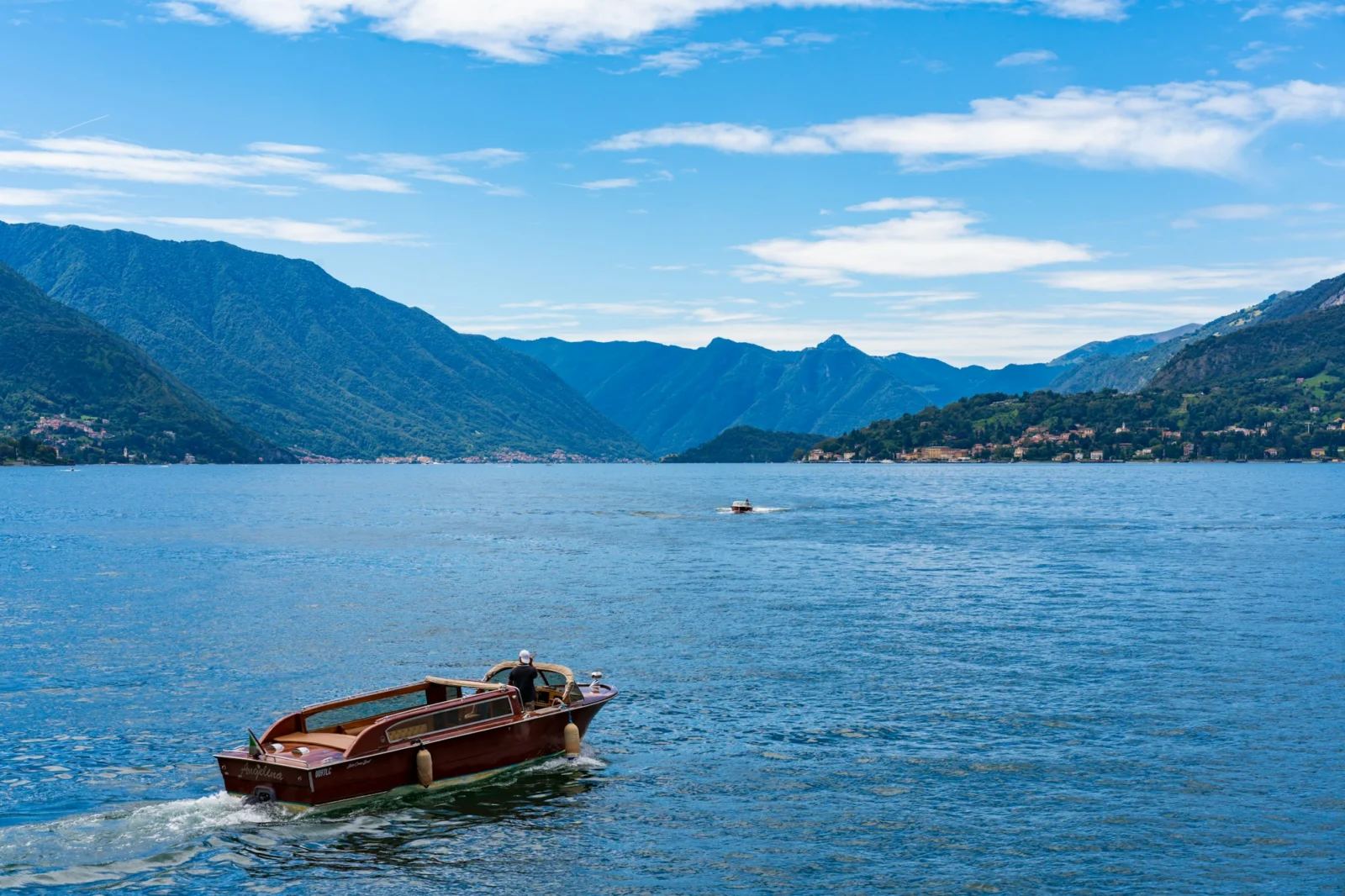 Private boat on the open waters of Lake Como
