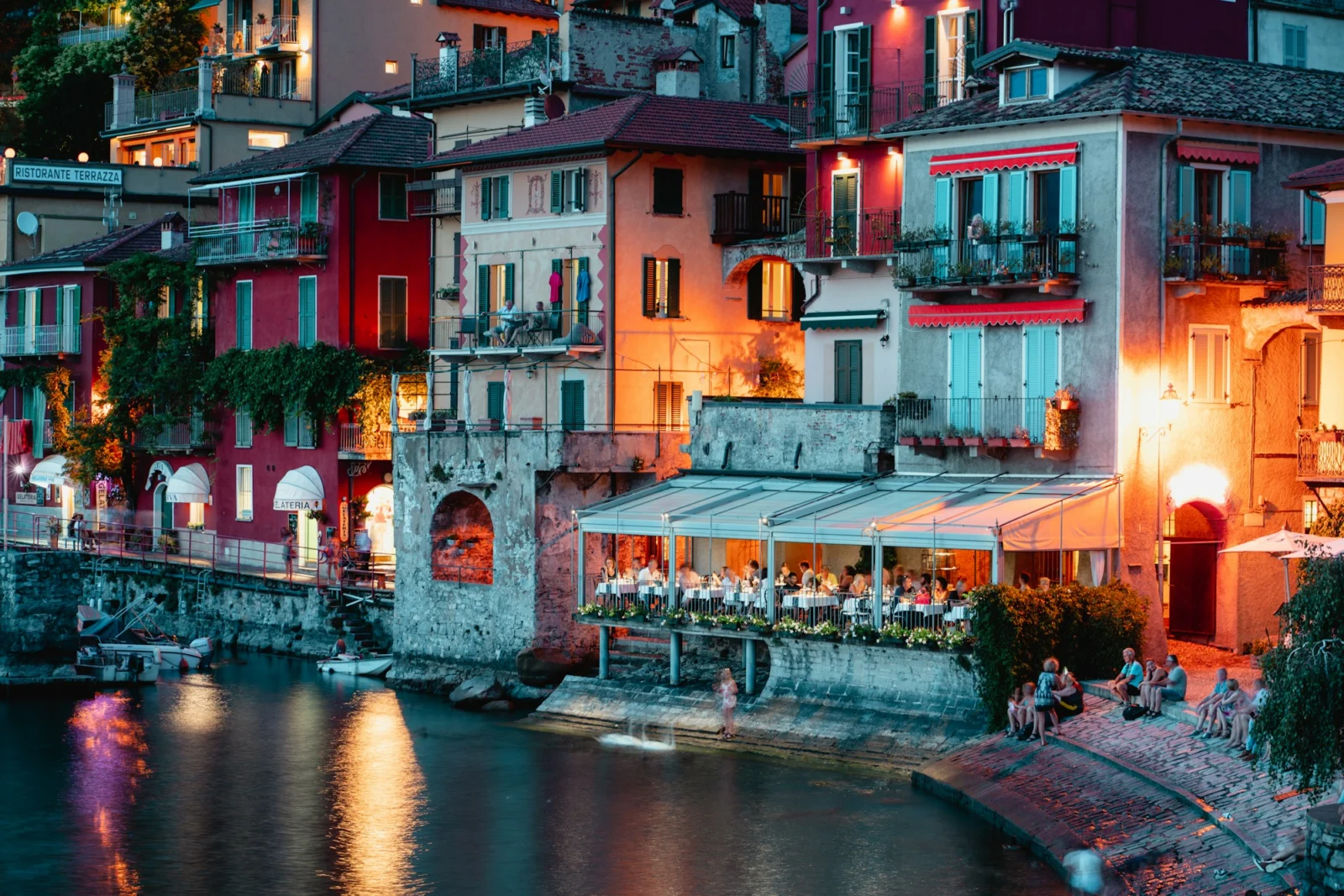 Varenna by night from the water